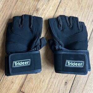 Trideer Padded Weightlifting Gloves Kid Medium Black Wrist Wrap Support CrossFit